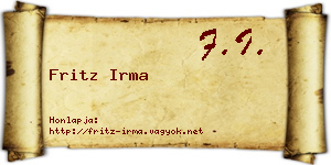 Fritz Irma névjegykártya